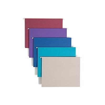 4 x Smead askılı file Folder with Tab, 1/5-Cut Adjustable Tab, Letter size, çeşitli Jewel Tone Colors, 25 Box (64056) by Smead