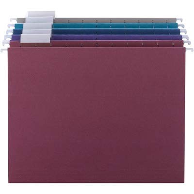 4 x Smead askılı file Folder with Tab, 1/5-Cut Adjustable Tab, Letter size, çeşitli Jewel Tone Colors, 25 Box (64056) by Smead