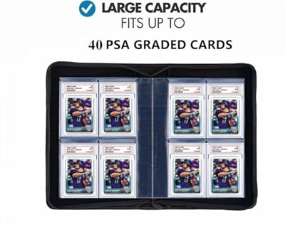 40 Cepler Kademeli Kart Bağlayıcı, Toploading PSA Levha Tutucu Albümü, PU Deri Kademeli Kart Depolama Bağlayıcı, Premium 4 Cep PSA Kart Bağlayıcı Albümü Kollu