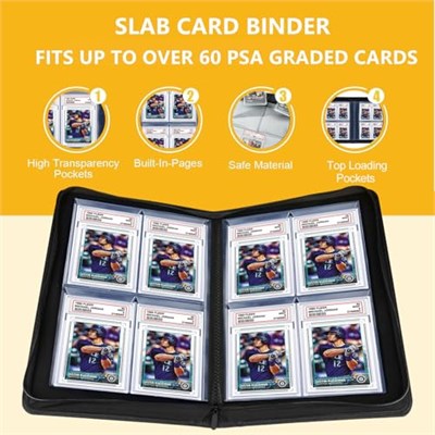 40 Cepler Kademeli Kart Bağlayıcı, Toploading PSA Levha Tutucu Albümü, PU Deri Kademeli Kart Depolama Bağlayıcı, Premium 4 Cep PSA Kart Bağlayıcı Albümü Kollu