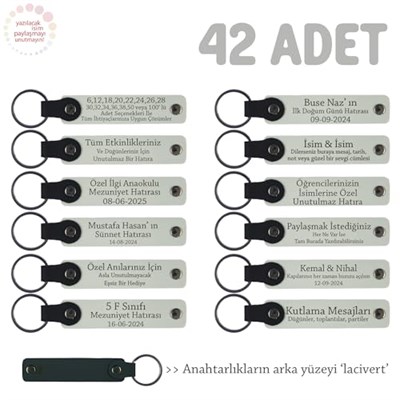 42li Hatıra Deri Anahtarlık Yeni Doğan Bebek, Tek Ebat, MH-KAN8548X42, Beyaz & Lacivert, üniseks-bebek