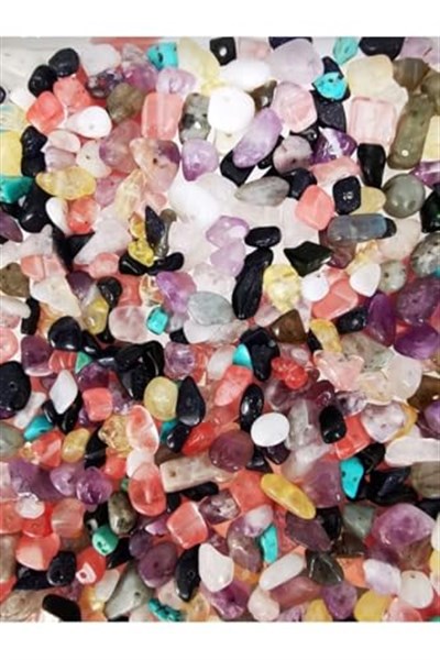(4455) Doğaltaş Kırıktaş Mix Doğal Taş Delikli (100 gram) RENKLİ Tek Ebat