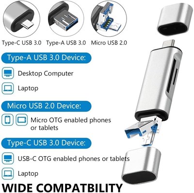 4858 Type C Usb Kart Okuyucu Micro Sd Card Reader Çevirici Dönüştürücü Adaptör