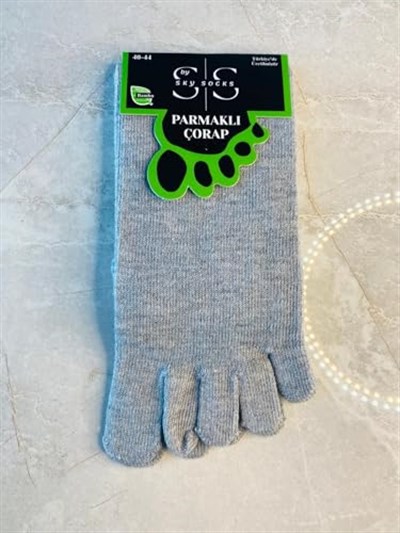 4lü Bambu Parmaklı Mantar Önleyici Kokulu Gri Unisex Set Çorap Tek Beden