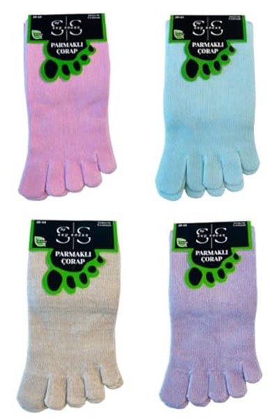4lü Bambu Parmaklı Mantar Önleyici Kokulu Pembe Unisex Set Çorap Tek Beden