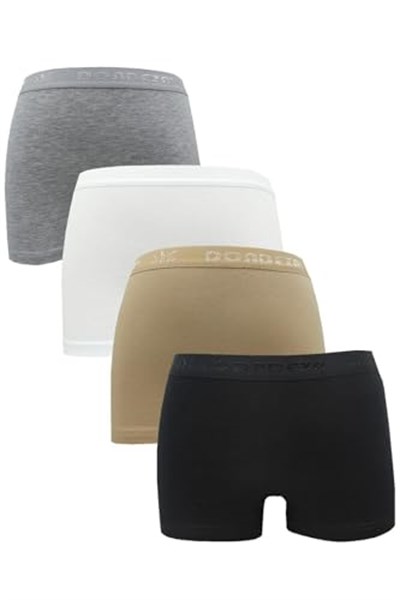 4lü Paket Kadın Boxer, Karışık Renk, L Beden