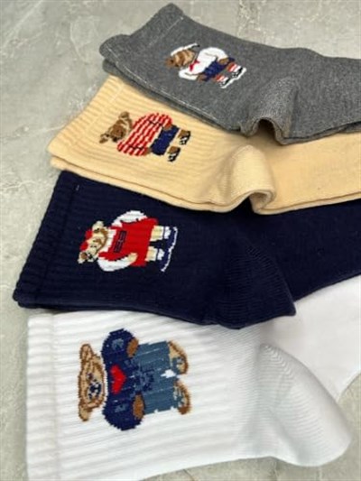 4lü Teddy Bear Set Unisex Kokulu Tenis Çorap Tek Beden