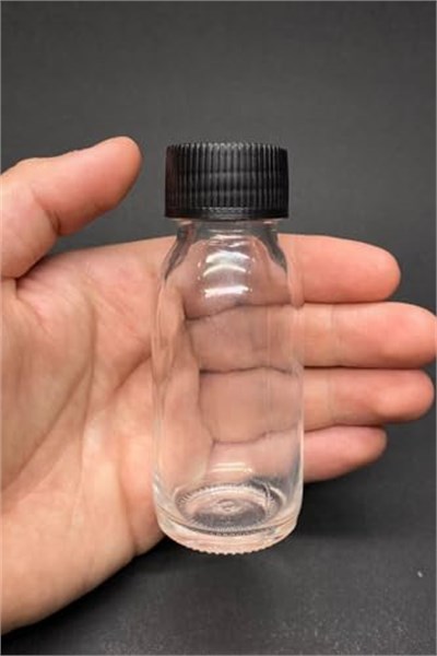 5 Adet 60 ml Kilitli Siyah Kapaklı Şeffaf Detox Shot Şişesi 60 Cc Ginger Şat Beyaz Cam Şişe