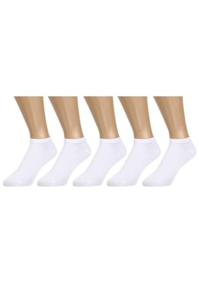 5 Çift Dikişsiz Yazlık Dayanıklı Pamuklu Patik Çorap- Beyaz Sneaker Çorap