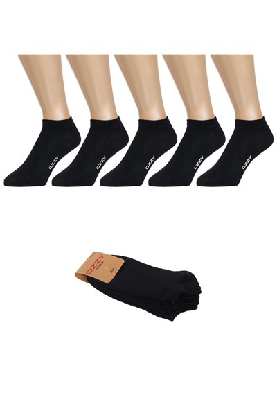 5 Çift Dikişsiz Yazlık Dayanıklı Pamuklu Patik Çorap- Siyah Sneaker Çorap