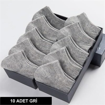 5 Çift Dikişsiz Yazlık Dayanıklı Pamuklu Patik Çorap- Gri Sneaker Çorap