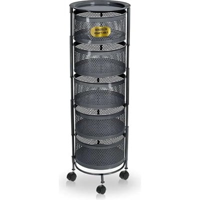 5 Katlı Açılır Kapanır Paslanmaz Metal Sebzelik Yükseklik 94 cm -(ANTRASİT)
