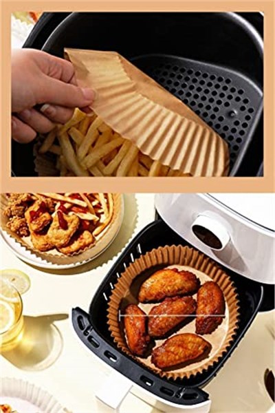 50 Adet Air Fryer Pişirme Kağıdı Tek Kullanımlık Yağ Geçirmez Yapışmaz Yuvarlak Tabak Model
