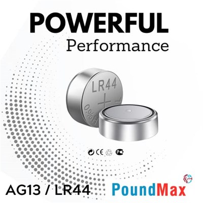 50 x PoundMax AG13 LR44 1,5 V PoundMax Alkalin Düğme Pil