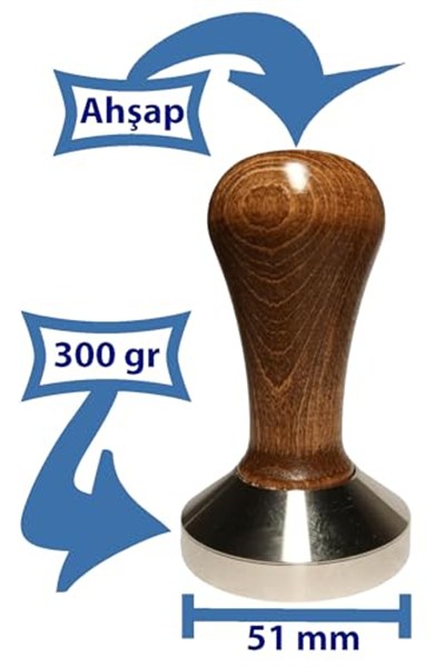51 mm Ahşap Saplı Tamper Cafe Bar Barista Ekipmanları Kahve Espresso Temper İnox Paslanmaz