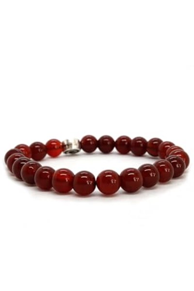 (58) 8mm Carnelian Akik Bileklik kırmızı 21