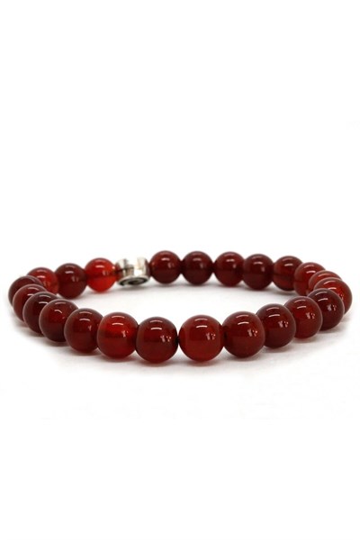 (58) 8mm Carnelian Akik Bileklik kırmızı 21