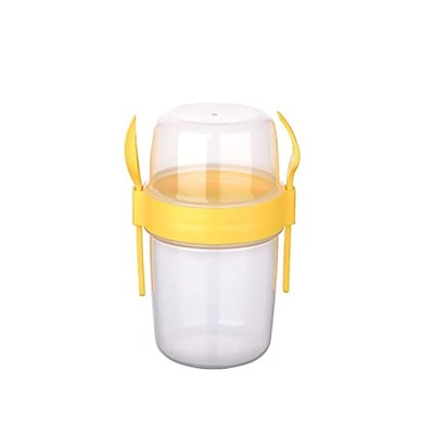 5DM-Çift Hazneli - Çatal Kaşıklı Portatif Müsli -Atıştırmalık Kabı 650 ML