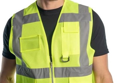 5DM-Fileli Cepli Reflektörlü İkaz Yeleği - Mühendis (XL beden) - Sarı
