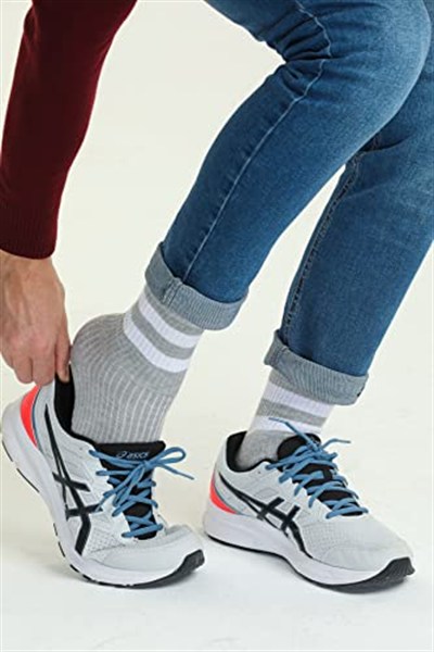 5li paket beyaz çizgili farklı renklerde yarım konç Erkek Kadın Unisex Çorap