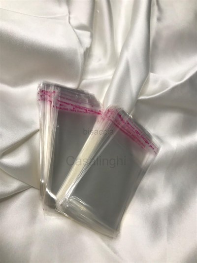 5x12 CM (KAPAK PAYI DAHİL) Kendinden Yapışkanlı Jelatin Poşet Bantlı Şeffaf Opp Torba Paket 100lü (5x12)