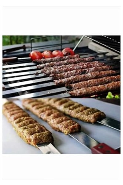 6 Adet Profesyonel Metal Kıyma Şiş (ADANA-URFA-ANTEP KEBAP ŞİŞİ) gri