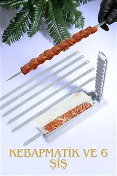 6 Adet Şiş Ve Kebapmatik Adana Urfa Kebap Kalıbı Aparatı Pratik Hızlı Kebap Makinesi Kutusu