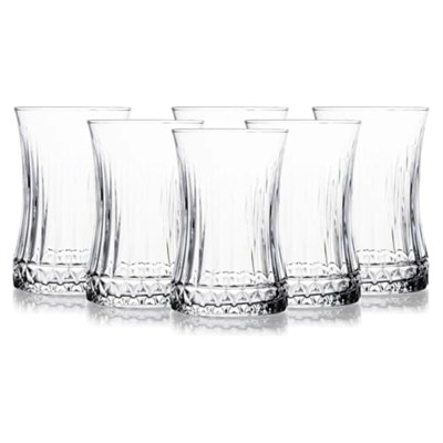 6’lı Kristal Desenli Cam Çay Bardağı Seti – 160 ml İnce Belli Modern Tasarım – Isıya Dayanıklı Cam Bardak – Şık ve Zarif Sunum İçin Çay ve Kahve Bardağı
