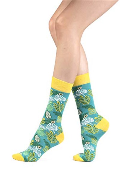 6 Lı Organik Pamuklu Dikişsiz Kadın Çok Renkli Desenli Çorap Asorti-8