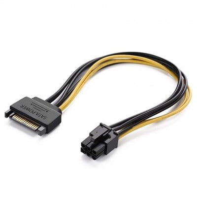 6 pin PCI-E dişi to 15 pin sata erkek power güç kablosu 30 cm