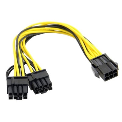 6 pin PSU to 2x8 (6+2) Pin Ekran Kartı Güç Çevirici Kablo 30cm