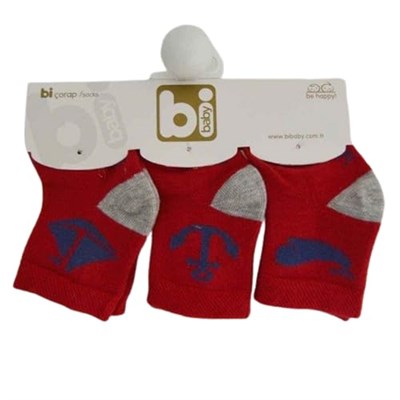 68106 Marine 3lü Bebek Çorabı 0-3 Ay Kırmızı