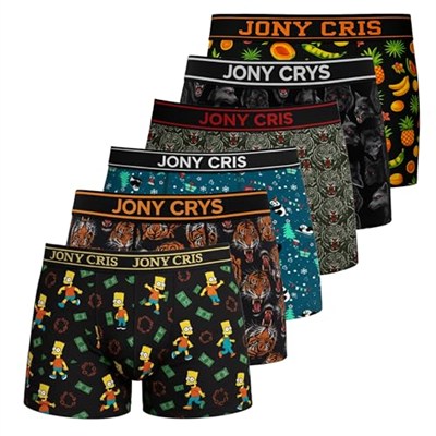 6lı Erkek Boxer Pamuklu Dijital Baskılı İç Giyim Külot