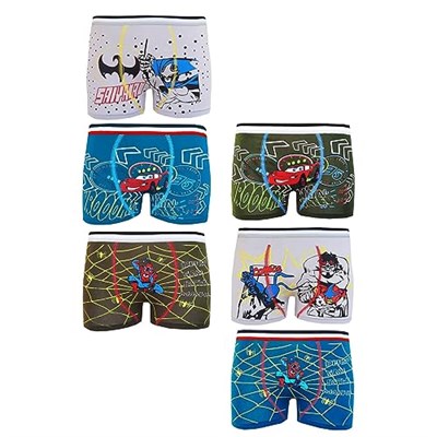 6lı Erkek Çocuk Karakterli Boxer Pamuklu Renkli Ekonomik Rahat