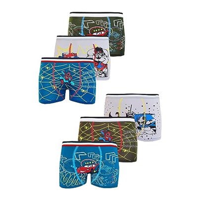 6lı Erkek Çocuk Karakterli Boxer Pamuklu Renkli Ekonomik Rahat