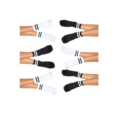 6lı Kadın Unisex Çizgili Kısa Çorap Pamuklu Tenis Ekonomik Spor