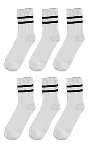 6lı paket Pamuklu Çizgili Yarım Konç erkek - Kadın Çorap