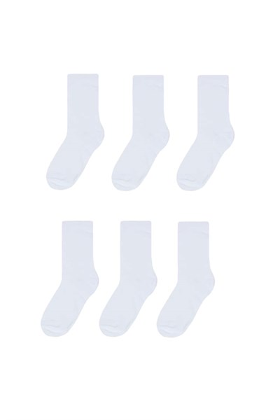 6lı Unisex Bambu Soket Çocuk Çorap Beyaz 37-39