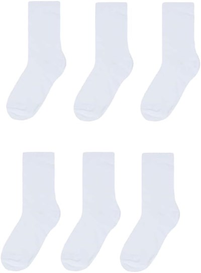 6lı Unisex Bambu Soket Çocuk Çorap Beyaz 37-39