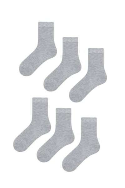 6lı Unisex Bambu Soket Çocuk Çorap Gri 22-24