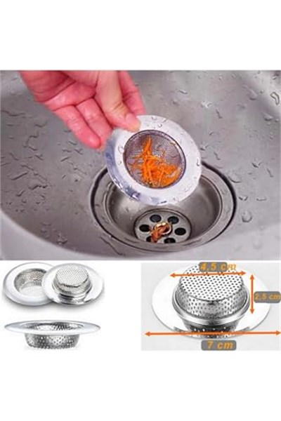 7 Cm Orta Boy Paslanmaz Çelik Lavabo Süzgeci - Evye Süzgeci - Eviye Süzgeç