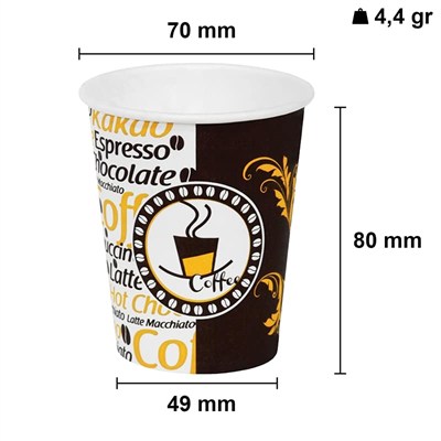 7 Oz Desenli Kalın Karton Bardak, 180 ml Kağıt Bardak Çay ve Kahve için 100 Adet (180, Mililitre)