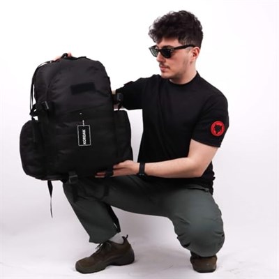 75 Lt Siyah Outdoor Sırt Çantası, Molle Sistemli, Suya Dayanıklı, Çok Gözlü, Outdoor, Kamp, Avcılık, Günlük Kullanım, Erkek, Kadın
