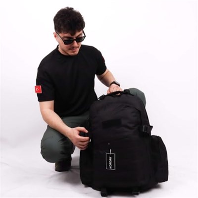 75 Lt Siyah Outdoor Sırt Çantası, Molle Sistemli, Suya Dayanıklı, Çok Gözlü, Outdoor, Kamp, Avcılık, Günlük Kullanım, Erkek, Kadın