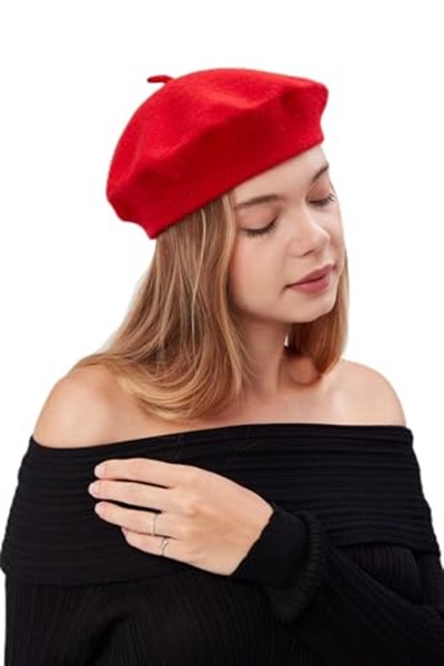 (794) Kep Kadın Sanatçı Ressam Şapkası Klasik Fransız Bere Moda Sanatçı Şapkası Bere Keçe Fransız Şapka-1