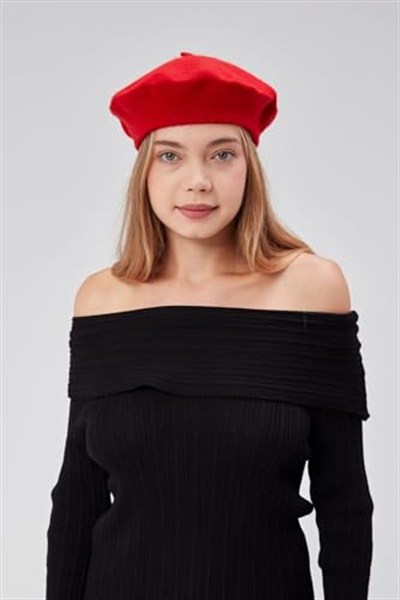 (794) Kep Kadın Sanatçı Ressam Şapkası Klasik Fransız Bere Moda Sanatçı Şapkası Bere Keçe Fransız Şapka-1