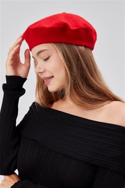 (794) Kep Kadın Sanatçı Ressam Şapkası Klasik Fransız Bere Moda Sanatçı Şapkası Bere Keçe Fransız Şapka-1