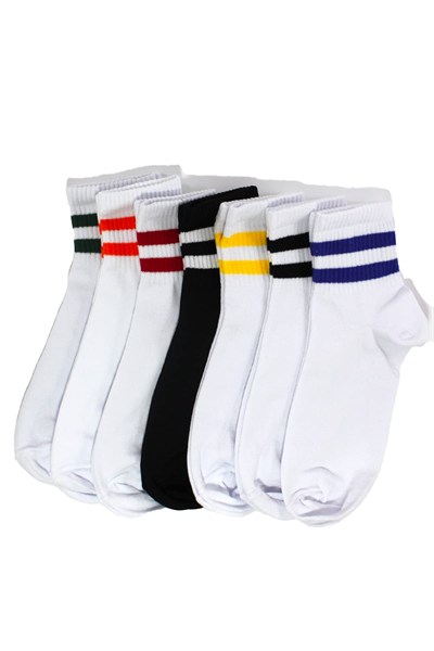 7li paket renkli Çizgili Pamuklu Yarım Konç Unisex Çorap