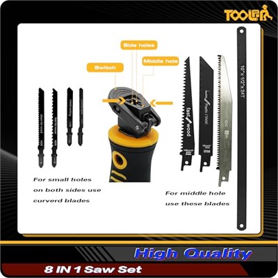 8-In-1 Multi Blades Eller Gördü, Drywall Cutter Saw. Hacksaw. Uzun Blade Elleri Gördü, Jab Saw, Sürekli Duvarı kesmek için, Sheetrock, Wood, Metel, Plastic, Plywood. Çabuk Değiştirme Mehanizmi.