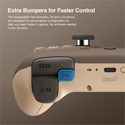 8Bitdo Ultimate 2C Wireless Controller for Windows PC and Android, with 1000Hz Polling Rate, Hall Effect Joysticks and Hall Triggers, and Remappable L4/R4 Bumpers, Turbo Function (Brownie)